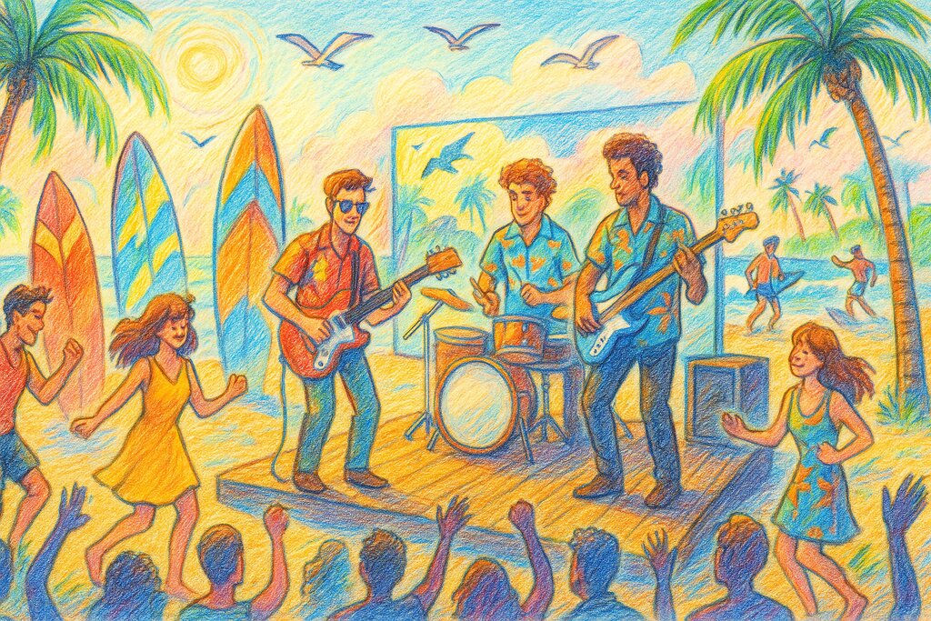 Cover image for Surf Rock Fascination - Ride the Wave of Retro Guitars and Endless Summer Sound